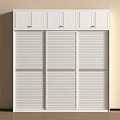 Modern White Wardrobe Interior Design With Sliding Doors And Upper Cabinets 3d model