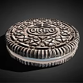 Classic Round Oreo Cookie With Creamy Filling And Textured Chocolate Biscuit