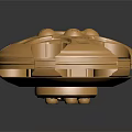 Shiny Golden Circular Decorative Object With Spherical Details And Reflective Base