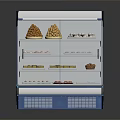 Refrigerated Display Showcase Shelf with Multiple Shelves for Fruits Pastries Desserts in Retail Store