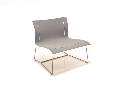Modern Gray Single Sofa With Fabric Upholstery And Gold Metal Legs Design 3d model