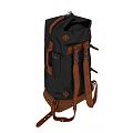Durable Black Travel Backpack With Brown Leather Straps And Bottom Patch 3d model