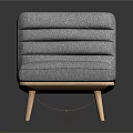 Grey Fabric Single Sofa With Vertical Striped Design And Wooden Legs Modern Style