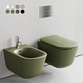 Olive Green Wall Mounted Toilet With Matching Sink And Color Options Near Wall Shelf