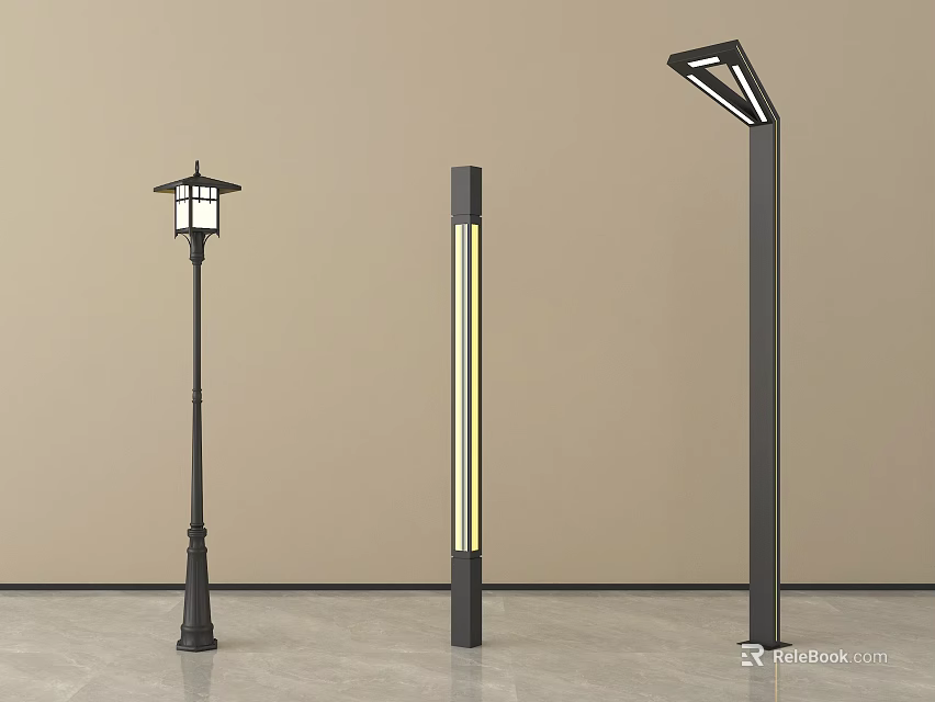 Outdoor Lights With Modern And Traditional Design Styles For Garden Pathway Decoration 3d model 