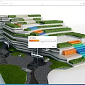 Modern Park Landscape With Tiered Steps Green Grass Colorful Steps And Water Feature