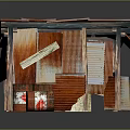 Rustic Wooden Cabin Structure With Corrugated Metal Roof Weathered Planks And Decorative Barrel