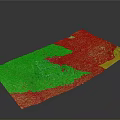 Green Terrain Model With Grass Covered Surface And White E Shaped Structure