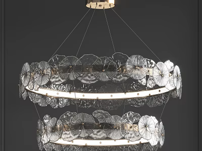 Elegant Modern Double Layer Chandelier With Petal Design And Crystal Decorations 3d model