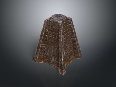 Brick Layered Tower Like Structure With Circular Top Opening And Textured Surface 3d model
