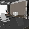 Modern Office Interior Design With Spacious Desk Ergonomic Chairs And Large Window 3d model