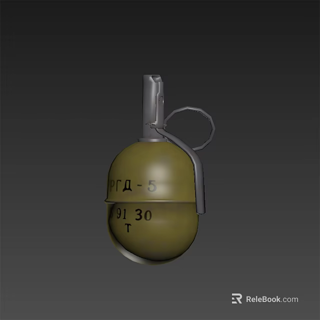 Olive Green Grenade Shaped Decorative Ornament Set with Metal Pin and Engraved Letters 3d model 