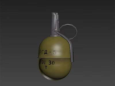 Olive Green Grenade Shaped Decorative Ornament Set with Metal Pin and Engraved Letters 3d model