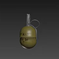 Olive Green Grenade Shaped Decorative Ornament Set with Metal Pin and Engraved Letters
