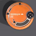 Orange Robot Vacuum Cleaner With Music CDs On Black Surface