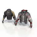 Stylish Character Jackets Featuring Black Gold Trim And Gray Red Silver Accents