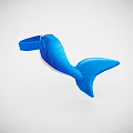 Blue 3D Stuffed Whale Doll With Ring Shape And Tail Design