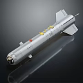 Silver Military Missile Weapon With Aerodynamic Design Tail Fins Yellow Markers And Red Button