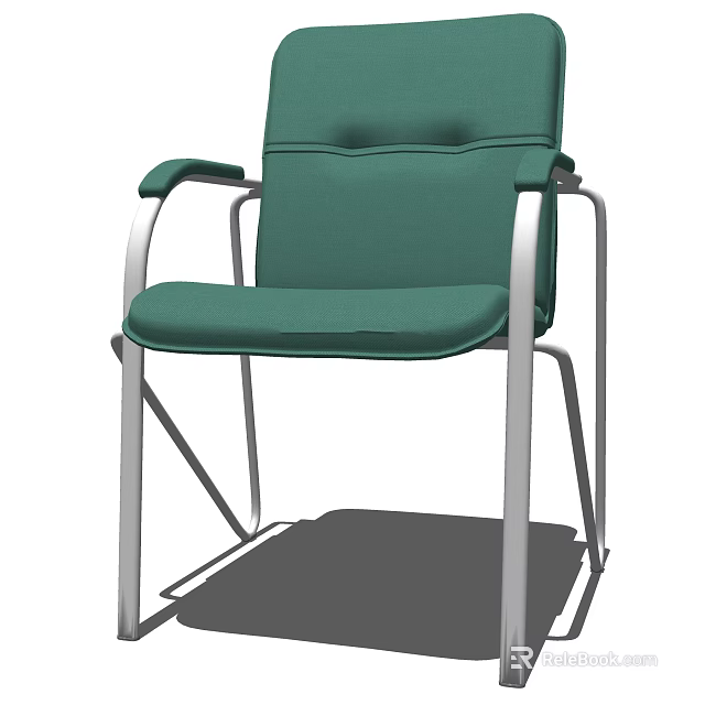 Green Office Chair With Silver Metal Frame Armrests And Padded Seat Backrest 3d model 