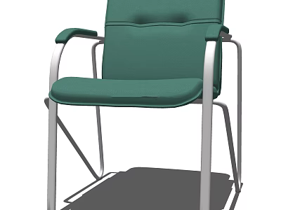 Green Office Chair With Silver Metal Frame Armrests And Padded Seat Backrest 3d model