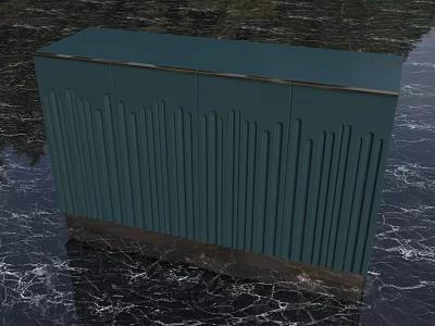 Modern Green Shoe Cabinet With Vertical Stripe Design On Marble Floor 3d model
