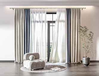 modern curtain cloth curtain 3d model