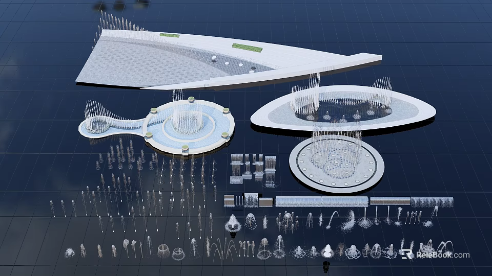 Modern 3D Architectural Model With Circular Shapes And Green Roof Elements 3d model