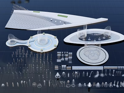 Modern 3D Architectural Model With Circular Shapes And Green Roof Elements 3d model