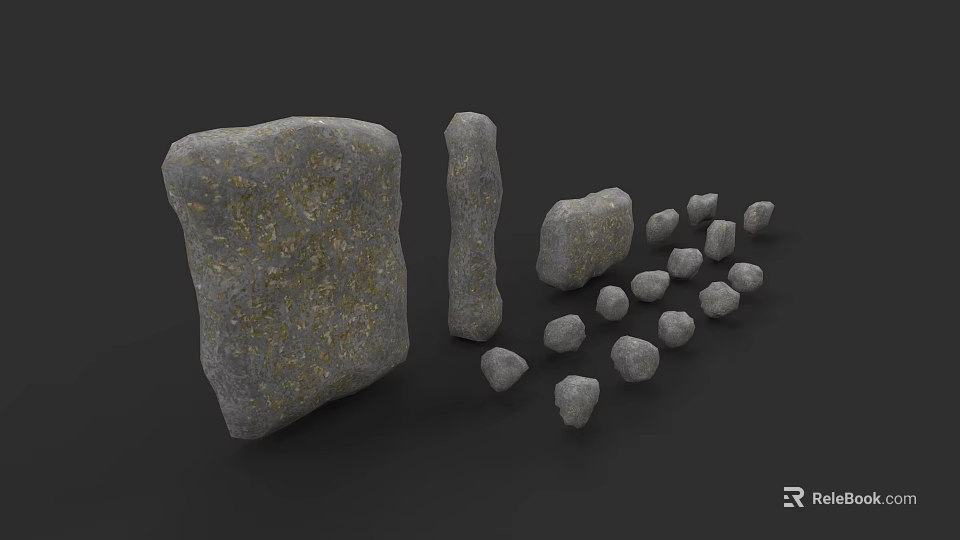 Stone Materials With Large Slab Tall Pillar And Various Sized Stones 3d model 