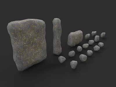 Stone Materials With Large Slab Tall Pillar And Various Sized Stones 3d model