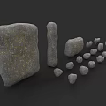 Stone Materials With Large Slab Tall Pillar And Various Sized Stones