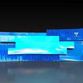Modern Blue Geometric Pattern Background Wall With Striped Design And Abstract Elements