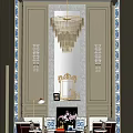 Double Height Duplex Living Room Interior With Crystal Chandeliers Paneled Walls And Sofa