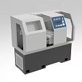 Industrial CNC Lathe Equipment With Control Panel Blue Display Screen White Upper And Black Base