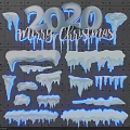2020 Merry Christmas Glowing Icicle Design Elements for Holiday Decor