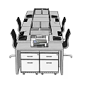 Modern Office Desks With Computer Monitors Ergonomic Chairs And Storage Drawers