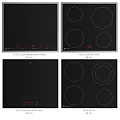 6 Burners Induction Cooktop With Black Glass Surface And Red Digital Control