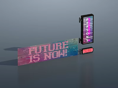 Iron Art LED Screens With Future Is Now Luxury Text Horizontal Vertical Placement Light Effects 3d model