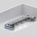 Modern Monitoring Room Control Console With Multiple Workstations Blue Lighting And Screens
