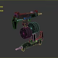 3D Rendered Mechanical Weapon With Black Metal Complex Structure And Circular Components