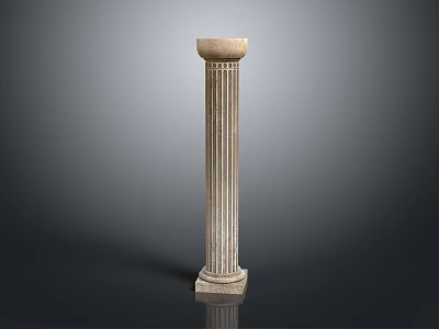 Classical Fluted Stone Column with Pedestal and Architectural Capital Design 3d model