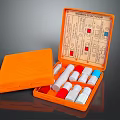 Orange Open Medical Device Case With Test Strips And Reagent Vials