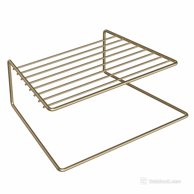 Durable Gold Metal Kitchen Rack For Countertop Storage And Organization 3d model 
