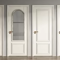 White Hinged Doors In Various Styles With Arched Glass And Golden Handles