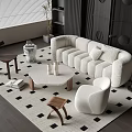 Quiet sofa tea table combination 3d model