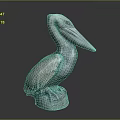 Detailed Pelican Sculpture In Standing Posture With Textured Feathers And Base