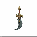 Fantasy Weapon Featuring Golden Ornament Red Handle And Silver Sharp Blade Design 3d model