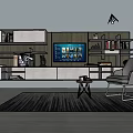 Modern TV Wall Unit With Open Closed Storage Compartments Books Decor TV In Living Room