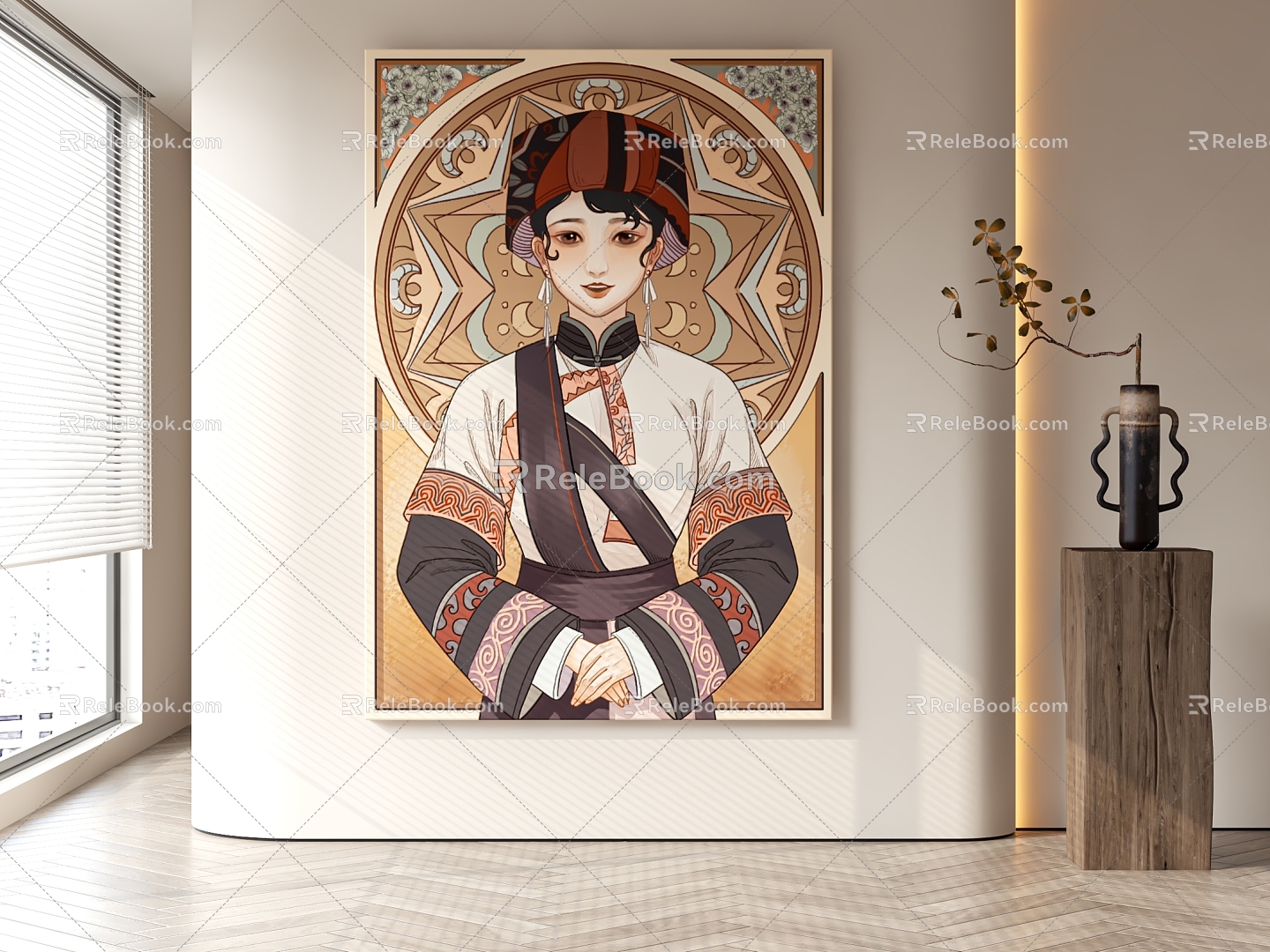 Decorative Painting of Minority Characters 3d model