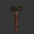 Vintage Style Hammer With Red Black Head And Wooden Handle As Weapon